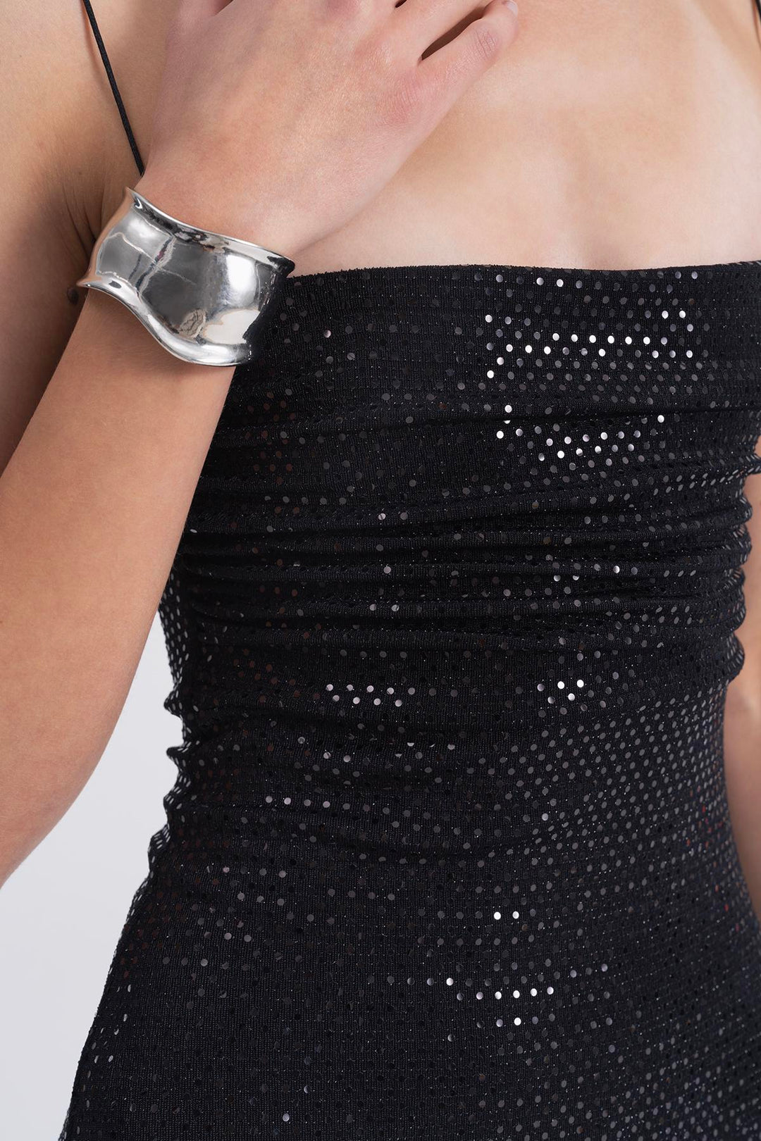 Sequin Straight Neck Midi Dress