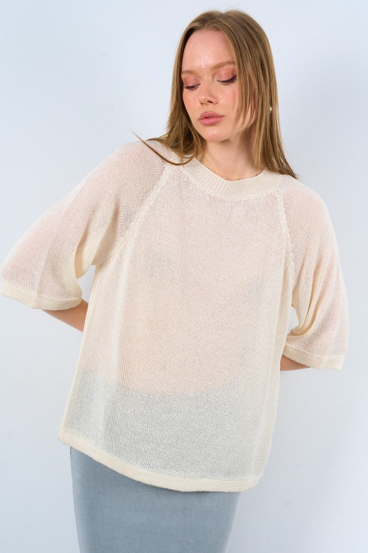 Shine Ivory Knit Sweater