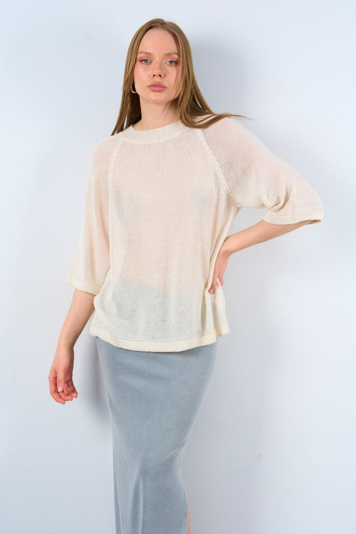 Shine Ivory Knit Sweater