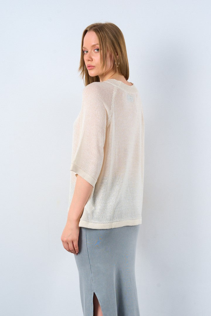 Shine Ivory Knit Sweater