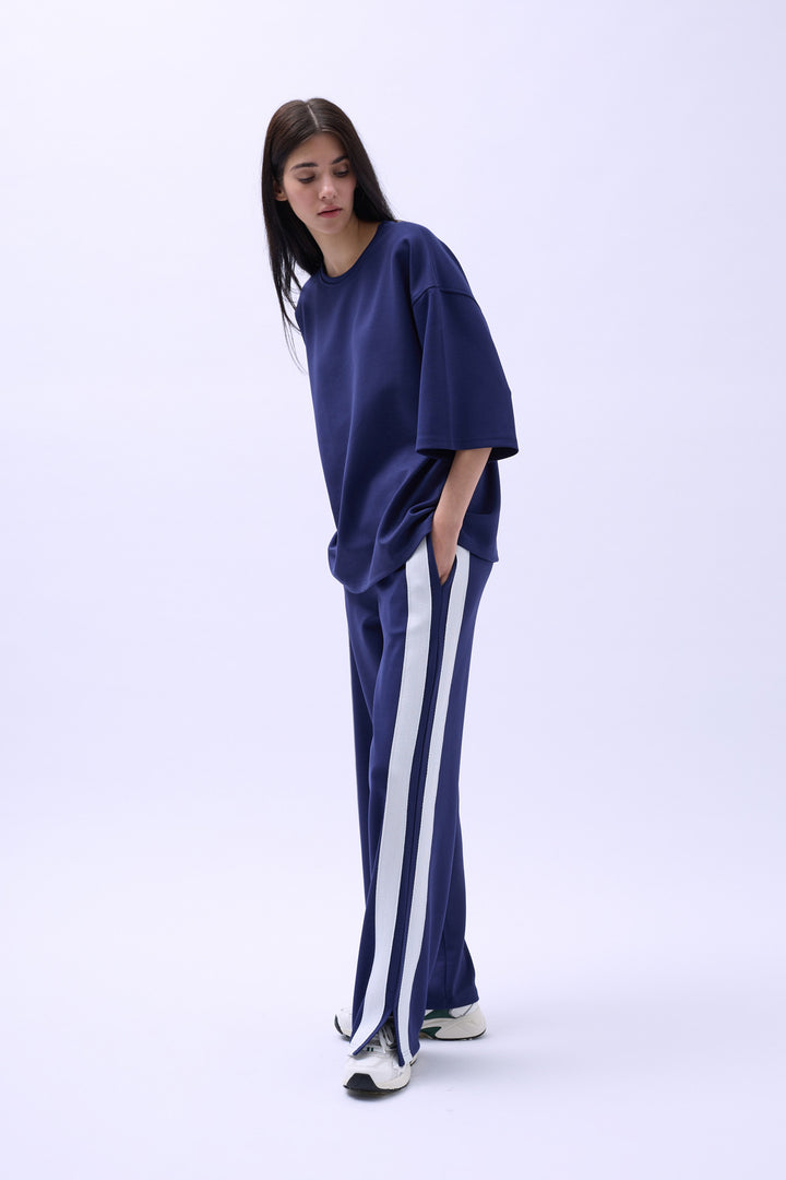 Side Stripe Sweatpants - Navy