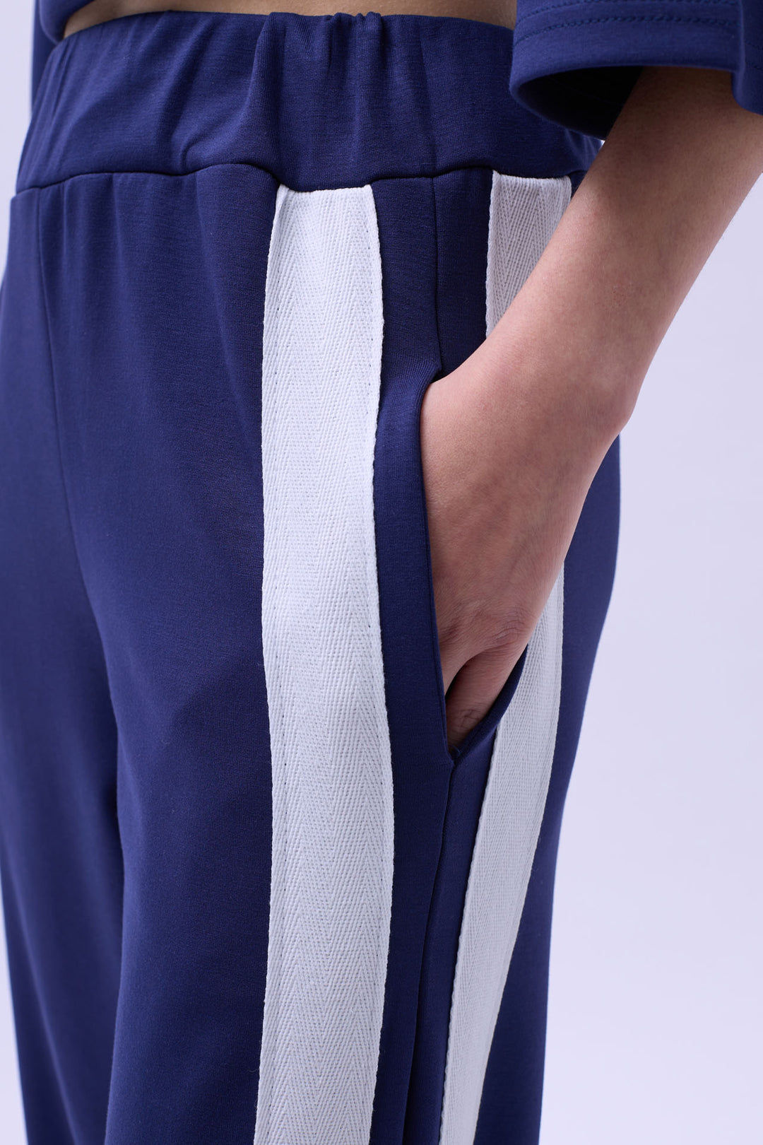 Side Stripe Sweatpants - Navy
