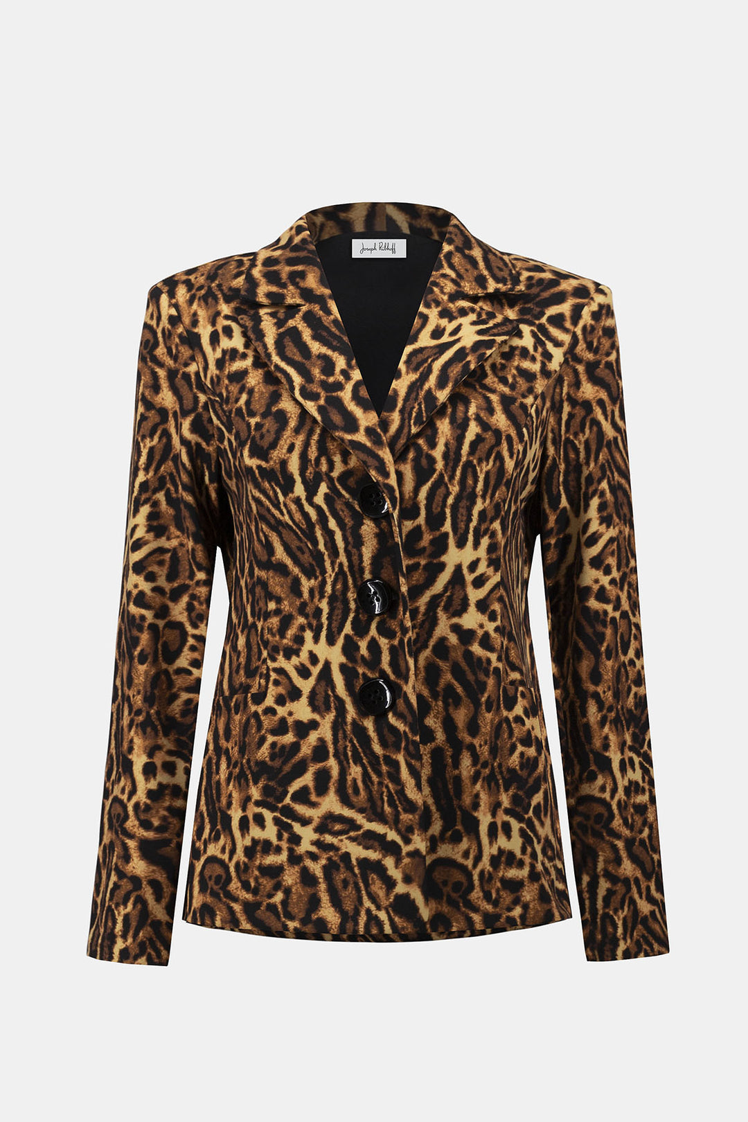 Leopard print blazer on a white background