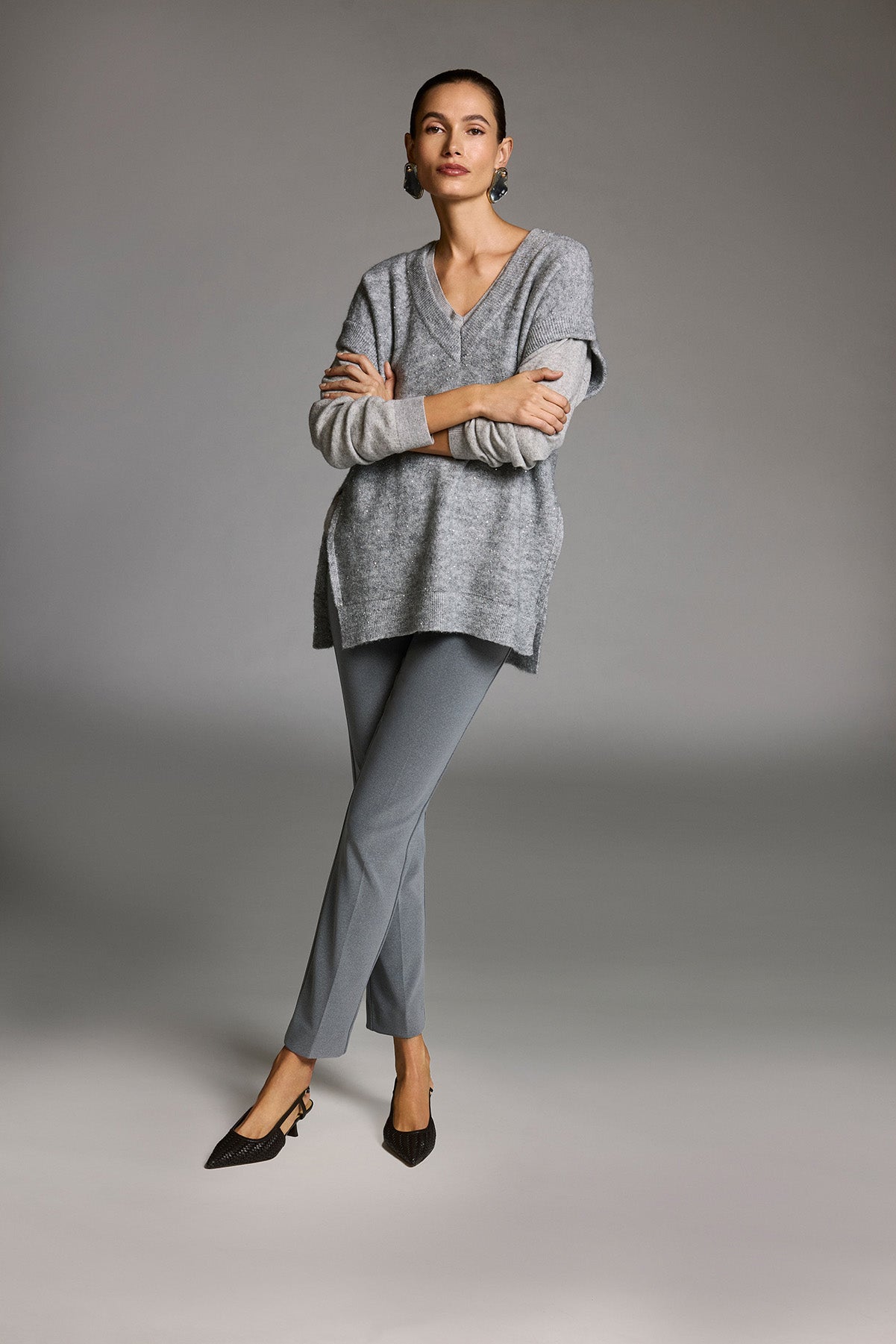 Sweater Knit Sleeveless Tunic with Sequins - Joseph Ribkoff – ADEA