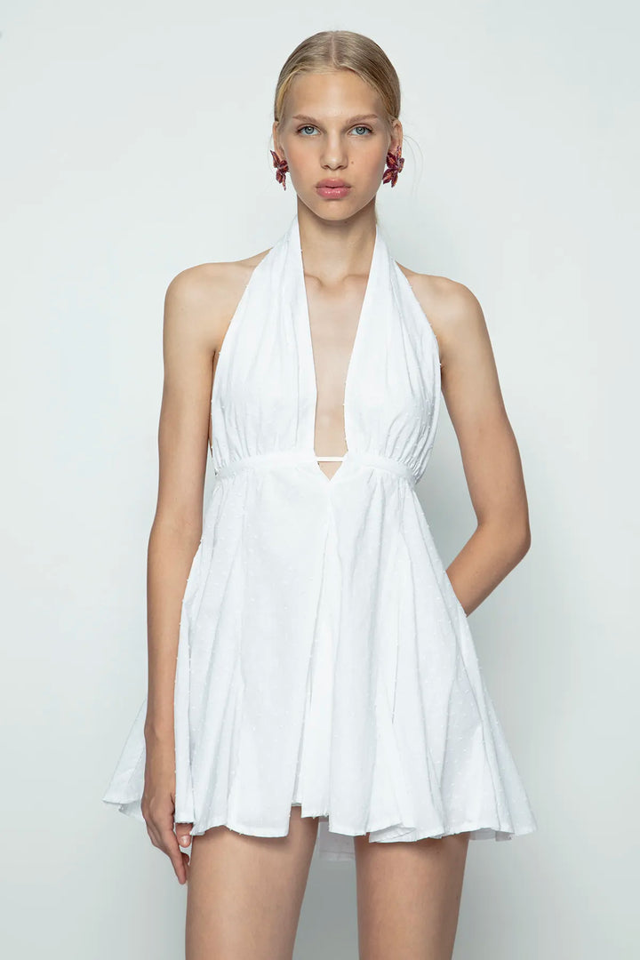 White Flared Mini Dress
