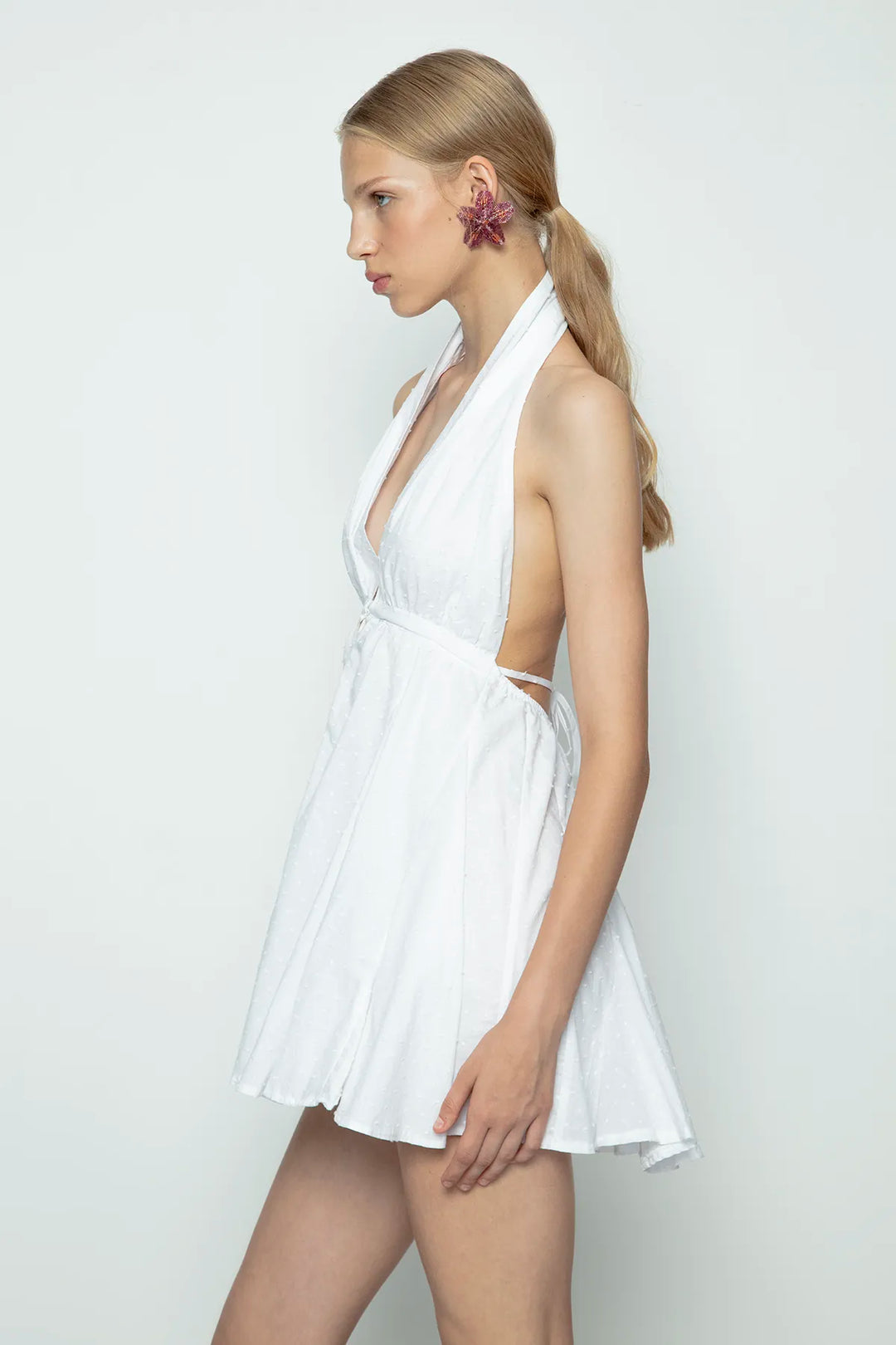 White Flared Mini Dress