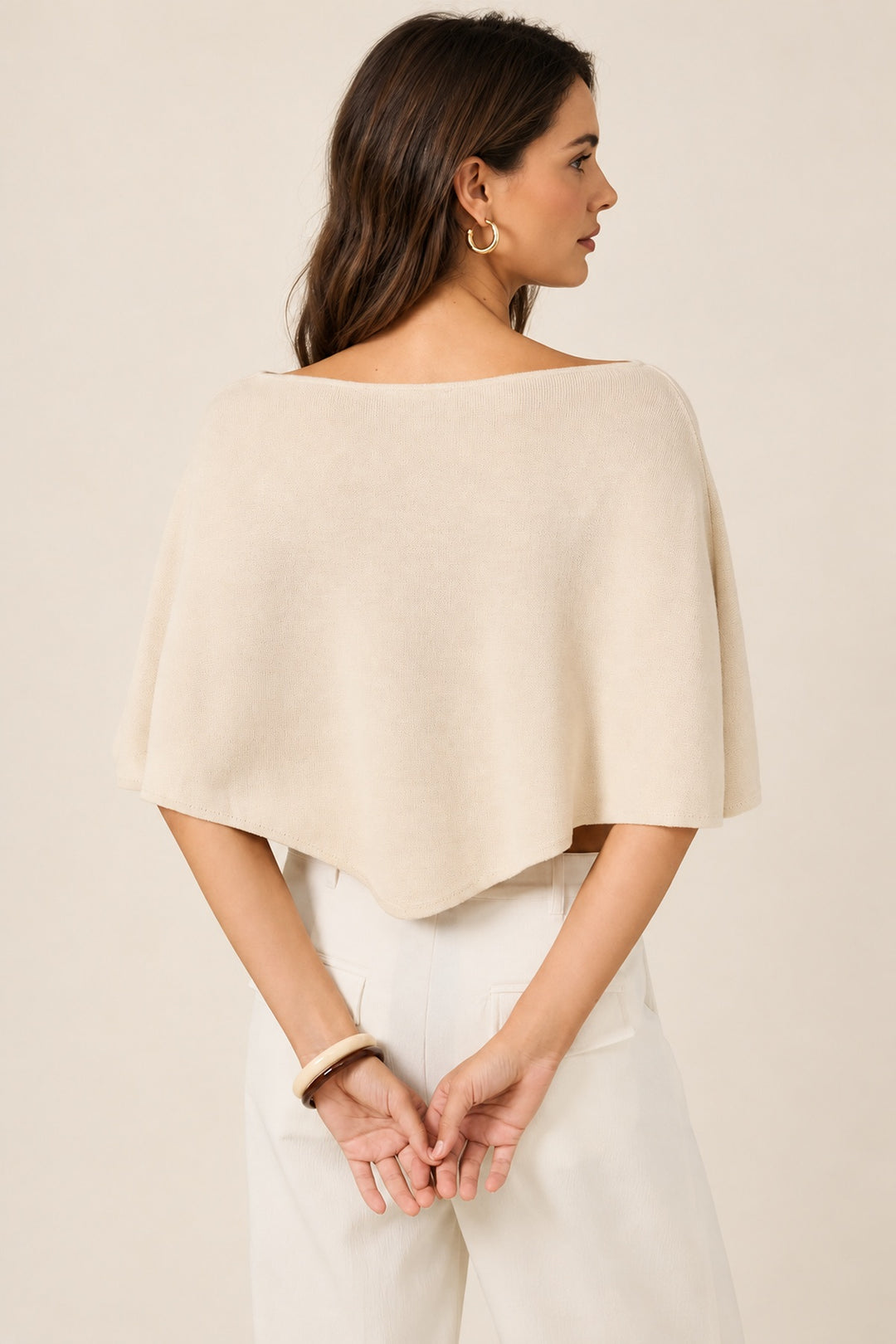 Slouchy Boat Neck Knit Pullover Poncho Top