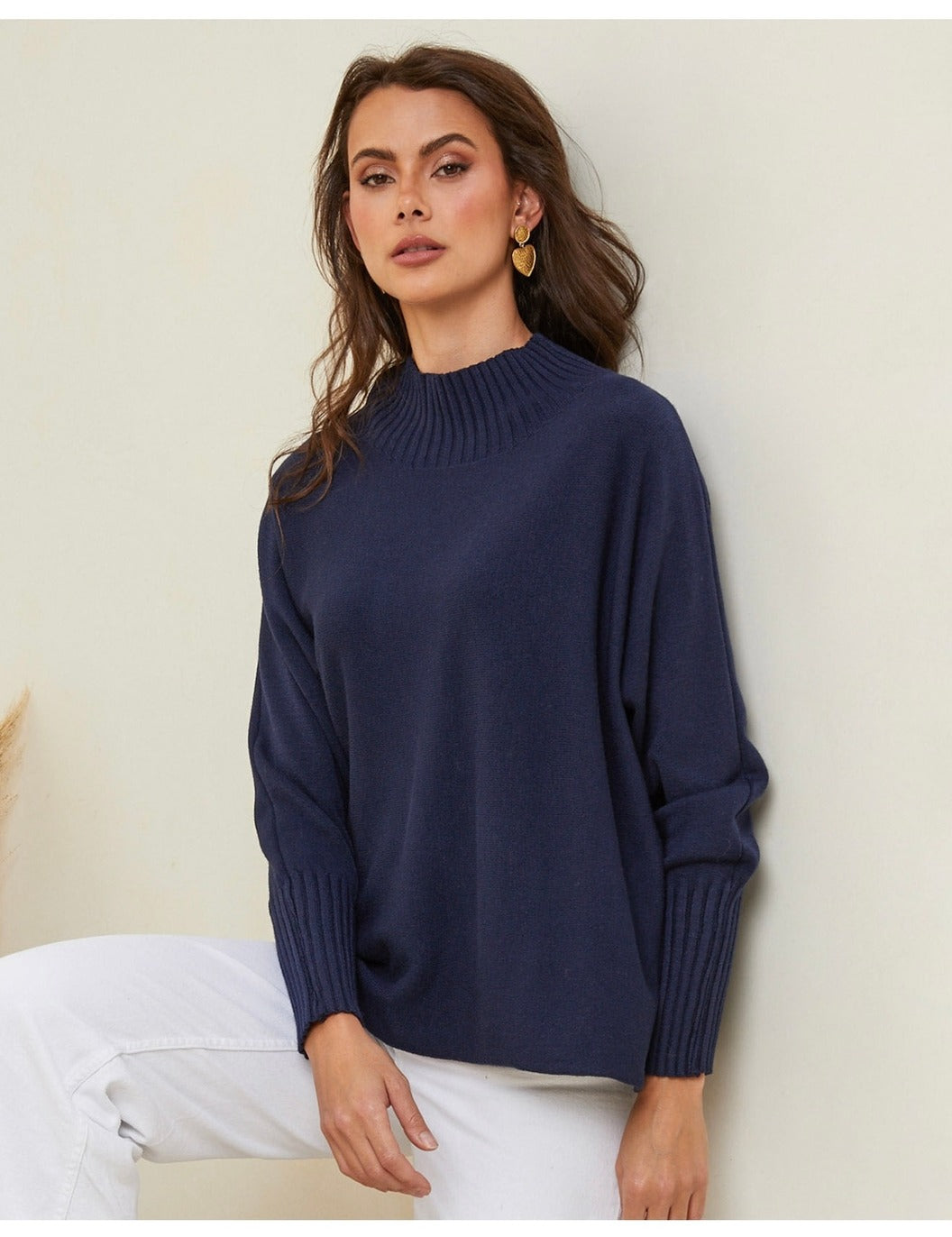 Cashmere Blend High Neck Sweater