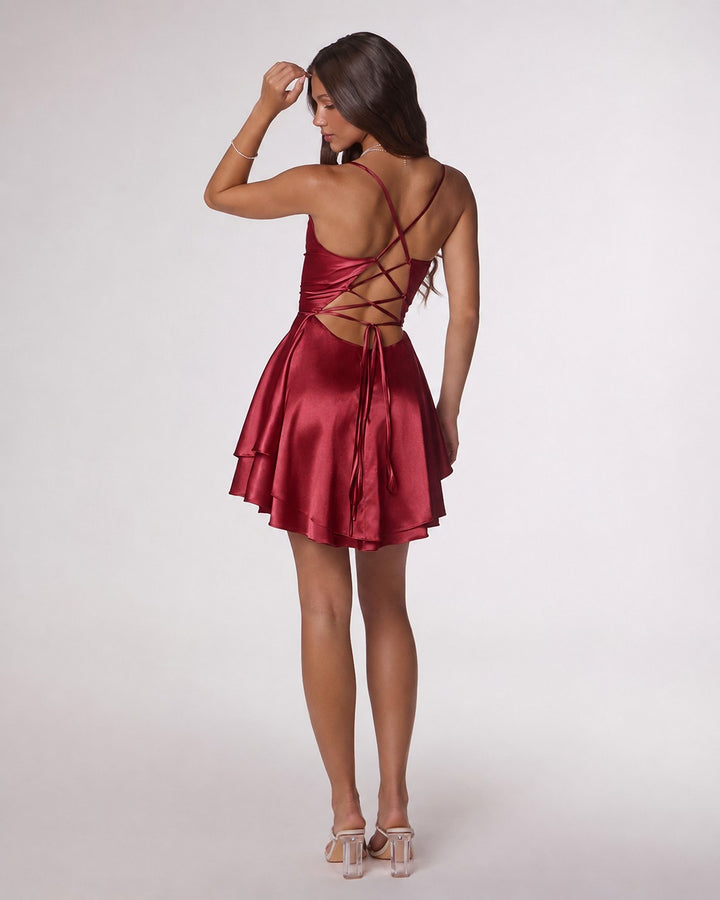 Giulietta Satin Mini Dress — Rubino