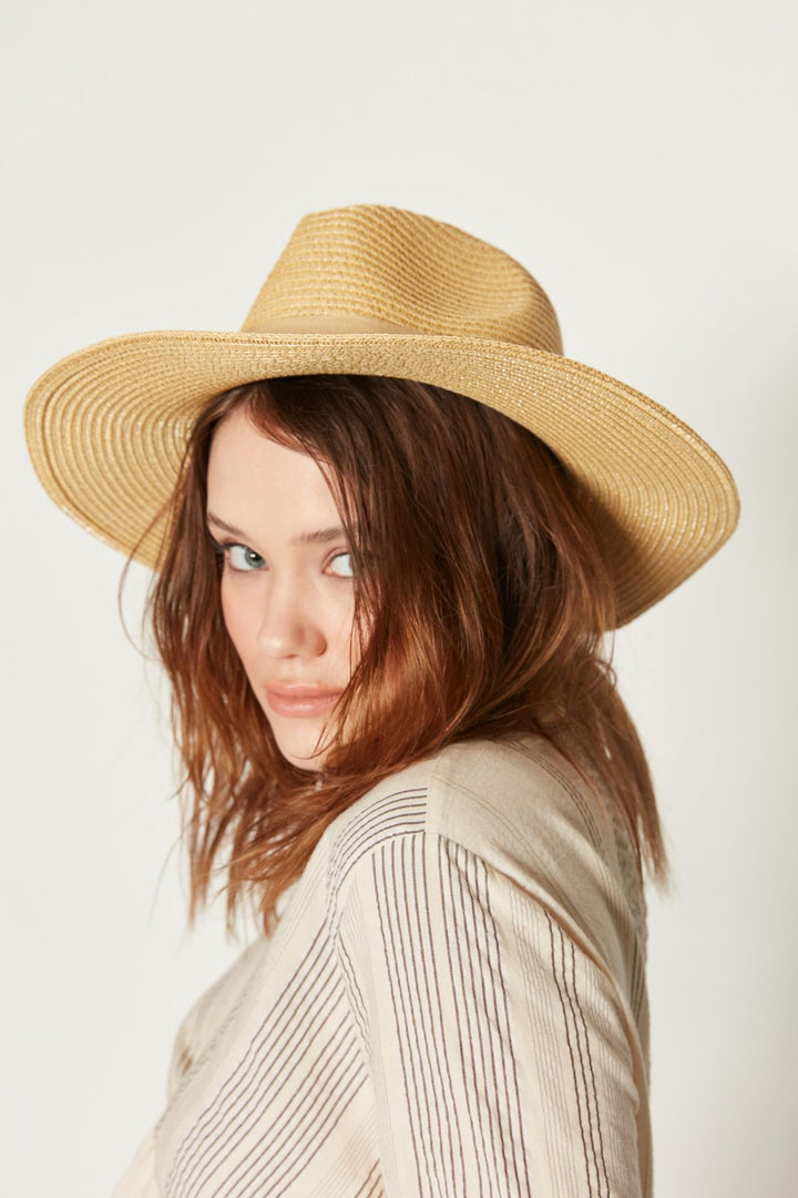 Wide Straw Hat With Ribbon Detail