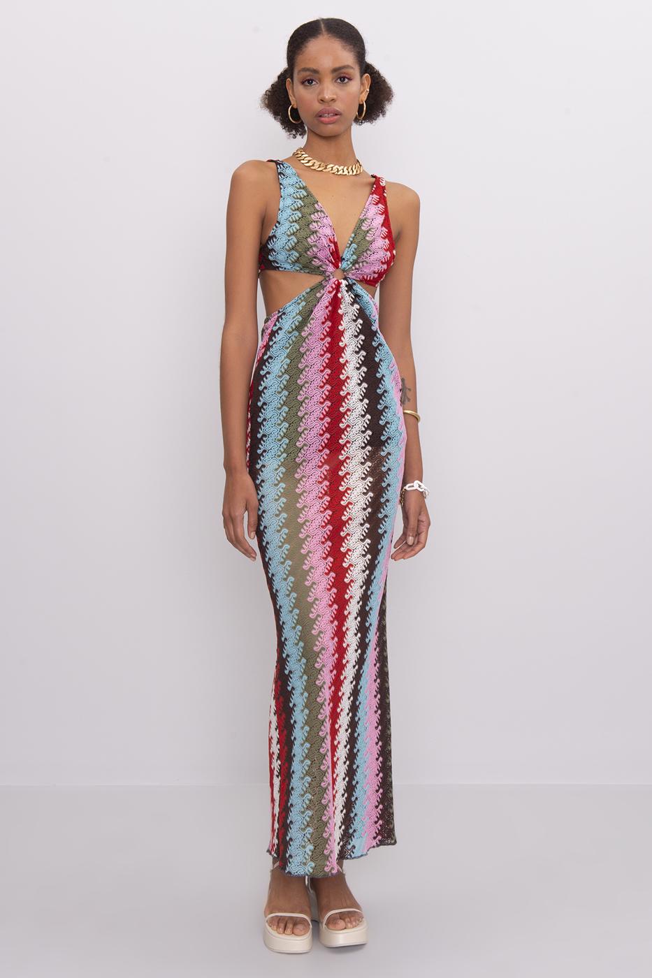 Front Circle Tie Maxi Dress