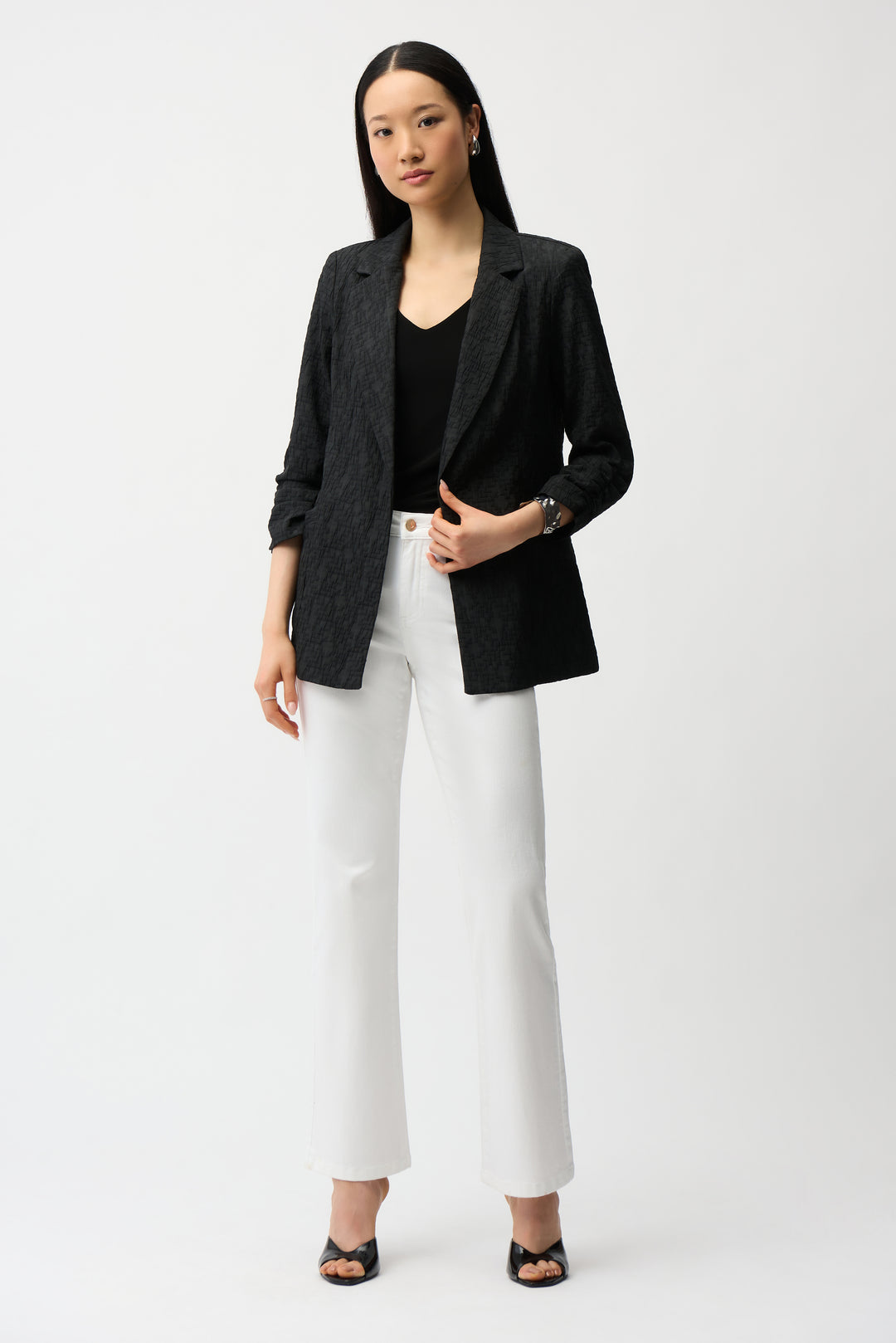 Woven Jacquard Texture Boxy Blazer - Joseph Ribkoff