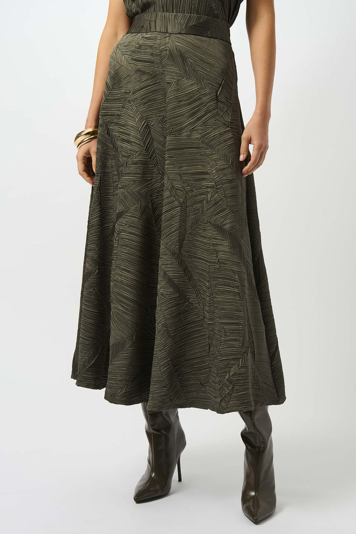 Pleated Satin Long Flared Skirt - Joseph Ribkoff