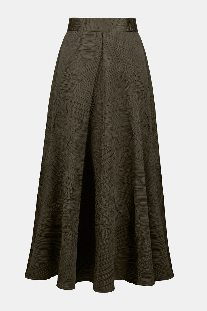 Pleated Satin Long Flared Skirt - Joseph Ribkoff
