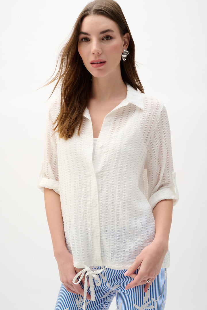 Woven Novelty Cocoon Blouse With Drawstring Hem - Joseph Ribkoff