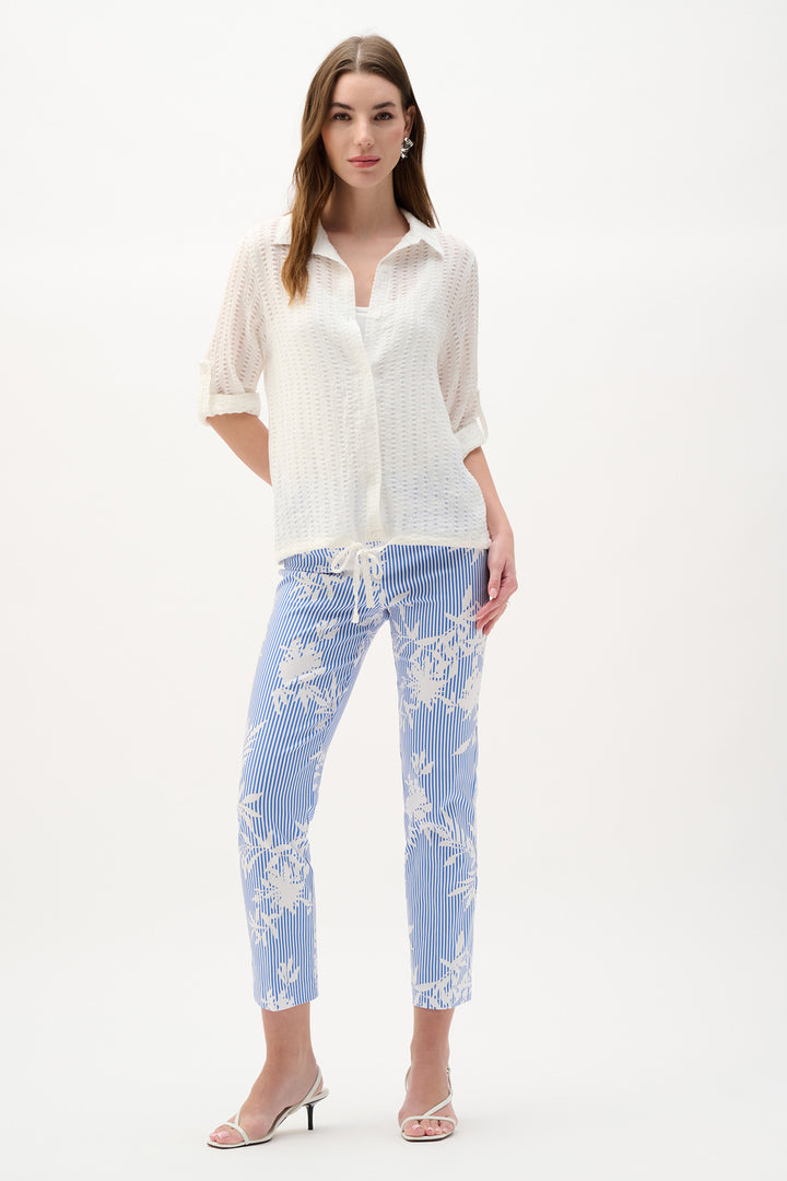 Woven Novelty Cocoon Blouse With Drawstring Hem - Joseph Ribkoff