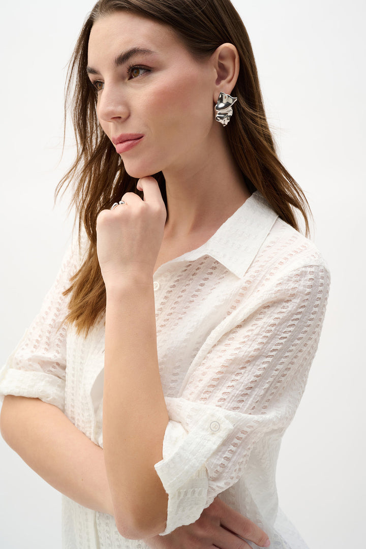 Woven Novelty Cocoon Blouse With Drawstring Hem - Joseph Ribkoff