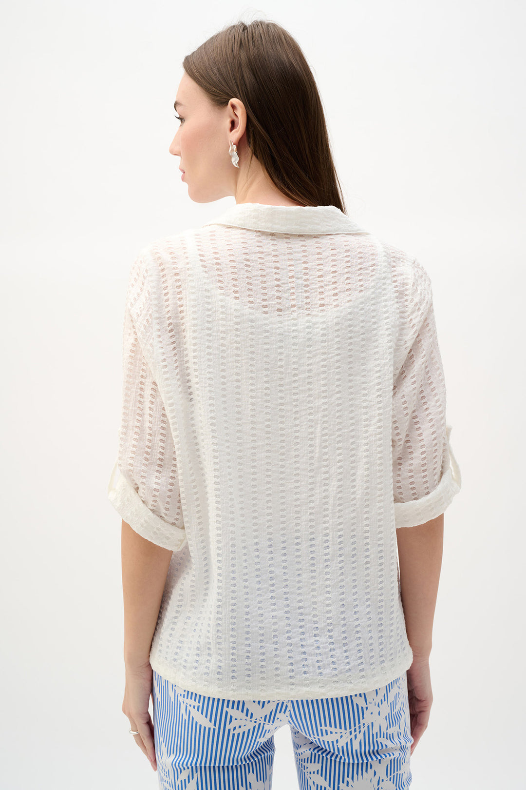 Woven Novelty Cocoon Blouse With Drawstring Hem - Joseph Ribkoff