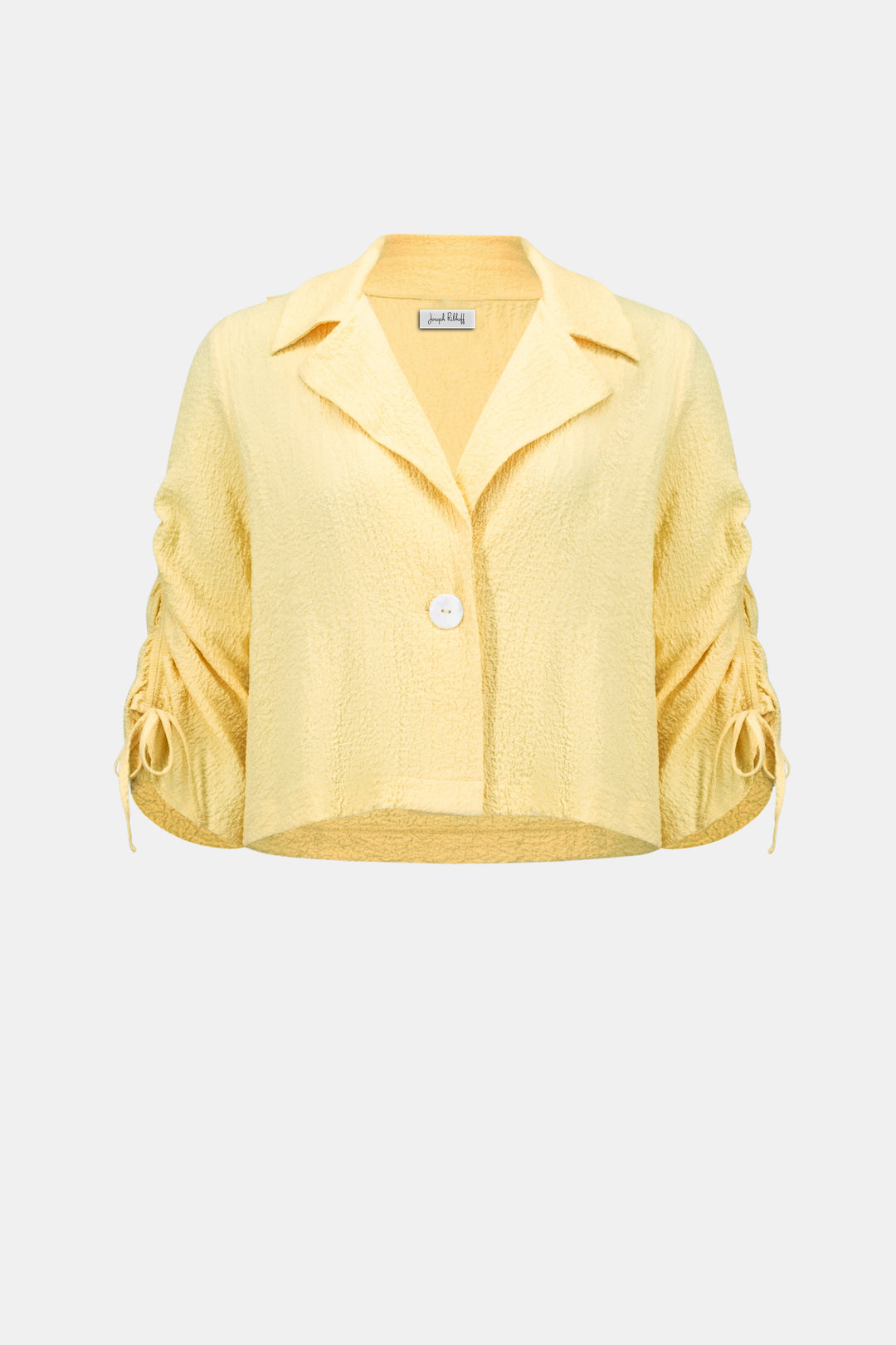 Woven Seersucker Boxy Blazer With Shirred Sleeves - Joseph Ribkoff