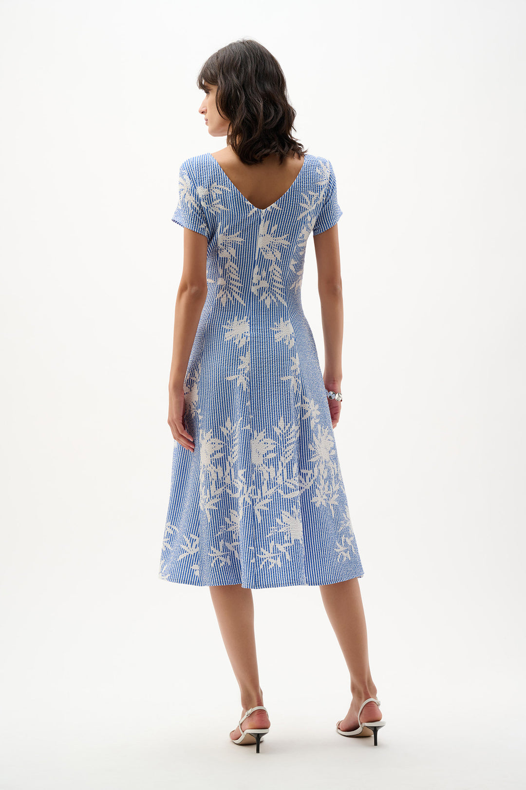 Woven Seersucker Floral Print Fit And Flare Dress - Joseph Ribkoff