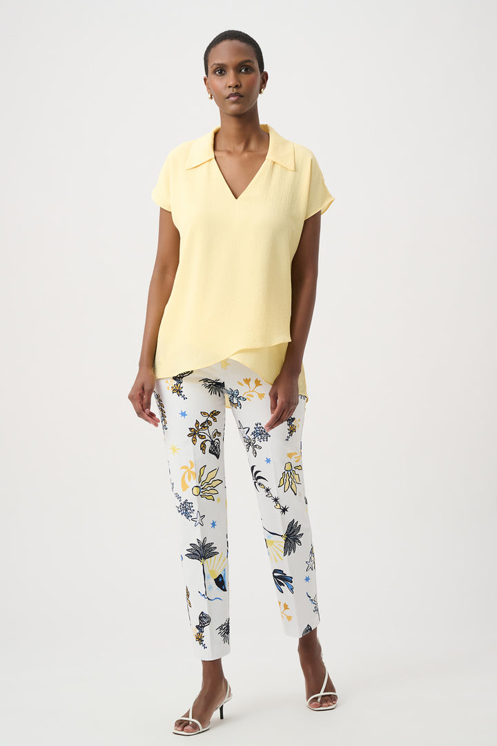 Millennium Vanilla/Multi Printed Straight Pull-On Pants - Joseph Ribkoff