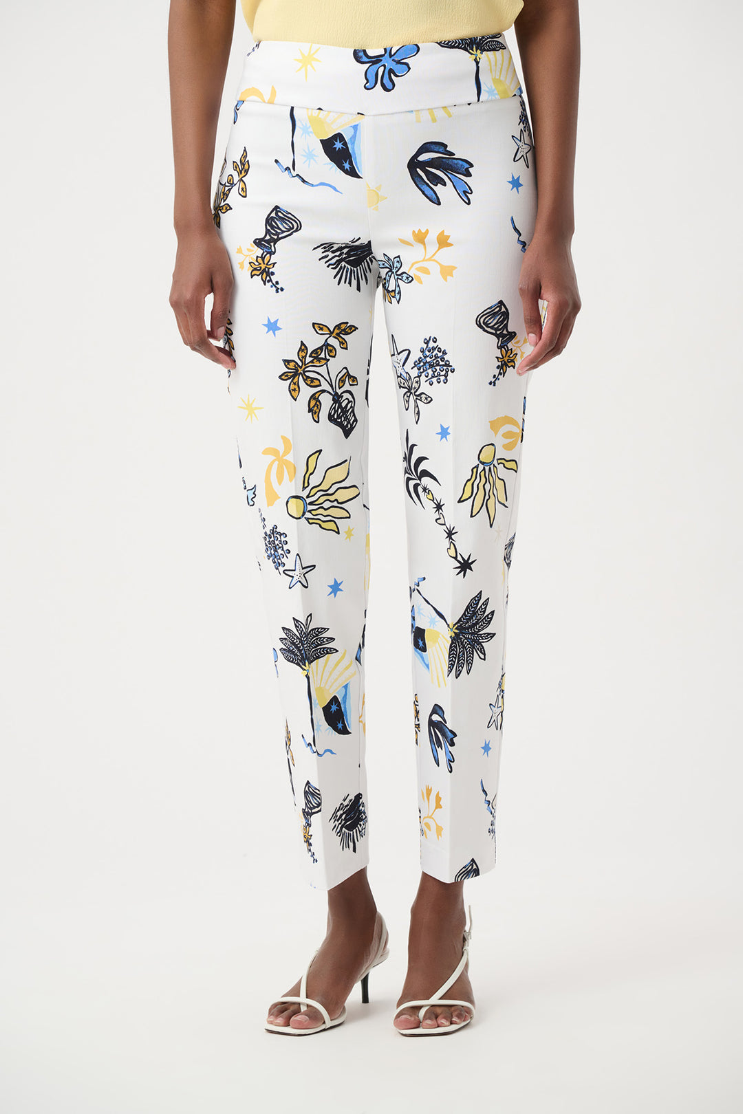 Millennium Vanilla/Multi Printed Straight Pull-On Pants - Joseph Ribkoff