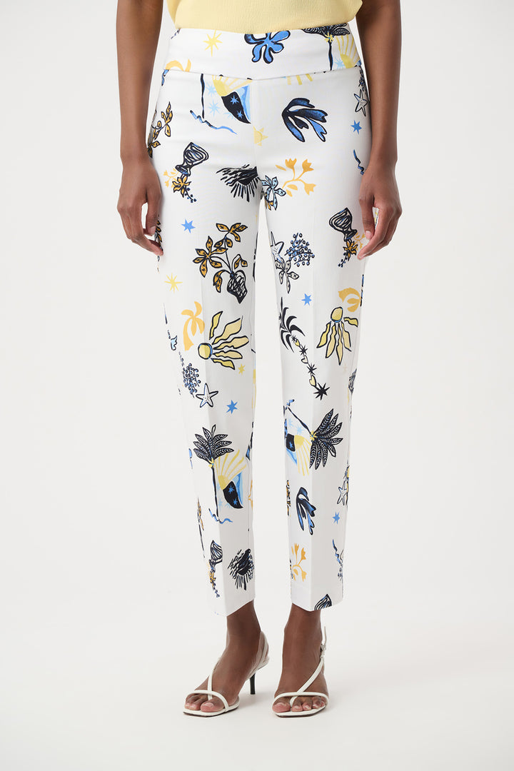 Millennium Vanilla/Multi Printed Straight Pull-On Pants - Joseph Ribkoff