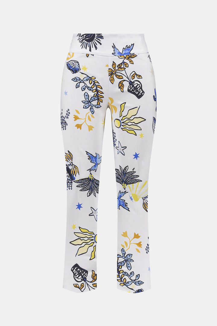 Millennium Vanilla/Multi Printed Straight Pull-On Pants - Joseph Ribkoff