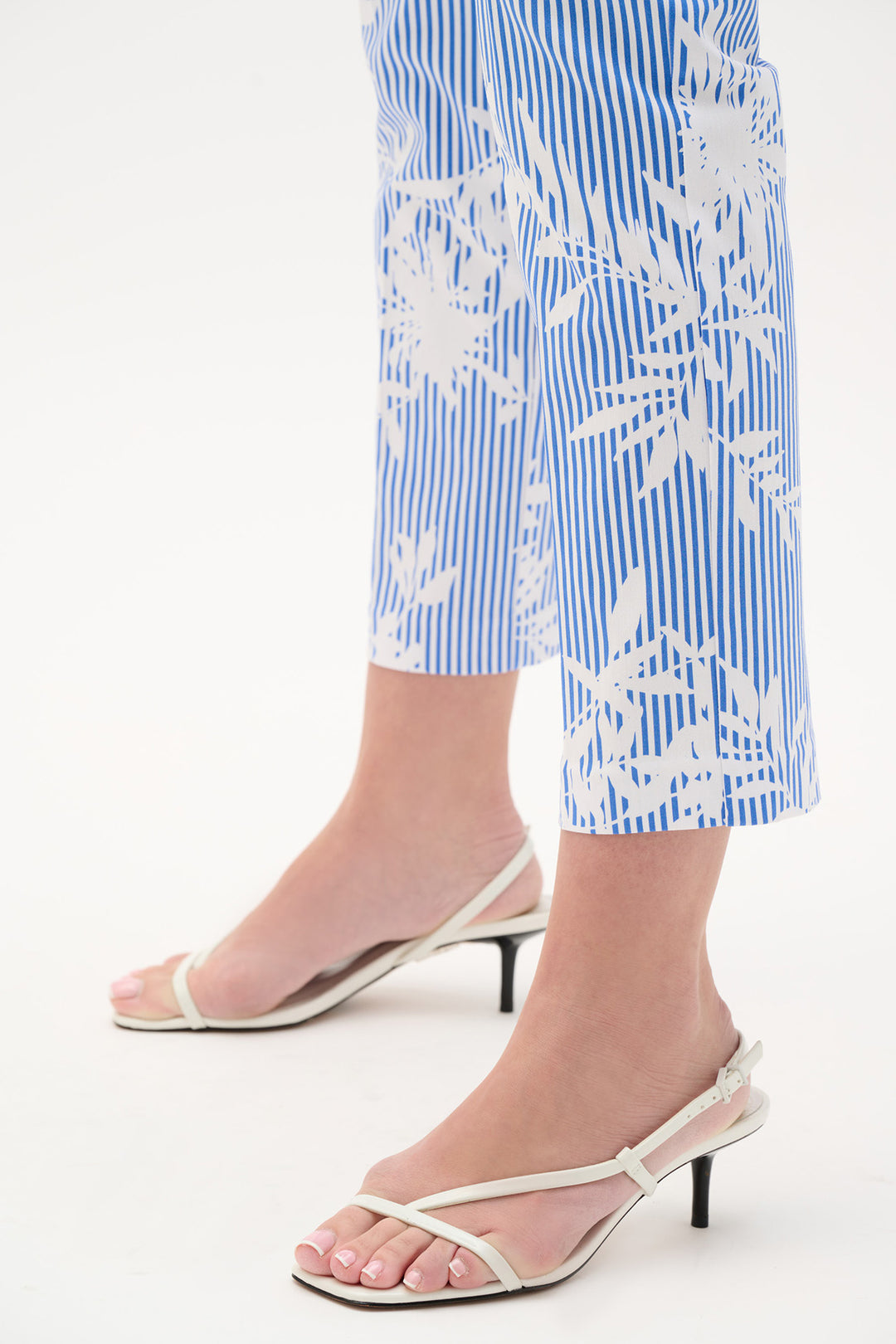 Millennium Vanilla/Blue Printed Straight Pull-On Pants - Joseph Ribkoff