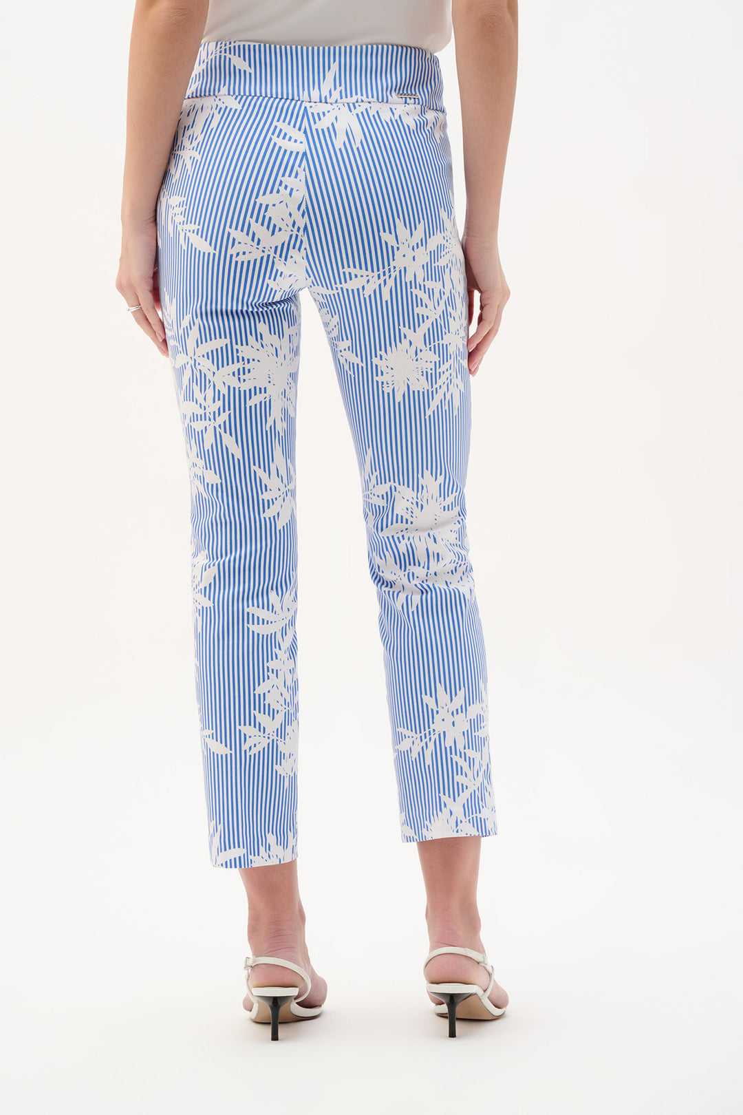 Millennium Vanilla/Blue Printed Straight Pull-On Pants - Joseph Ribkoff