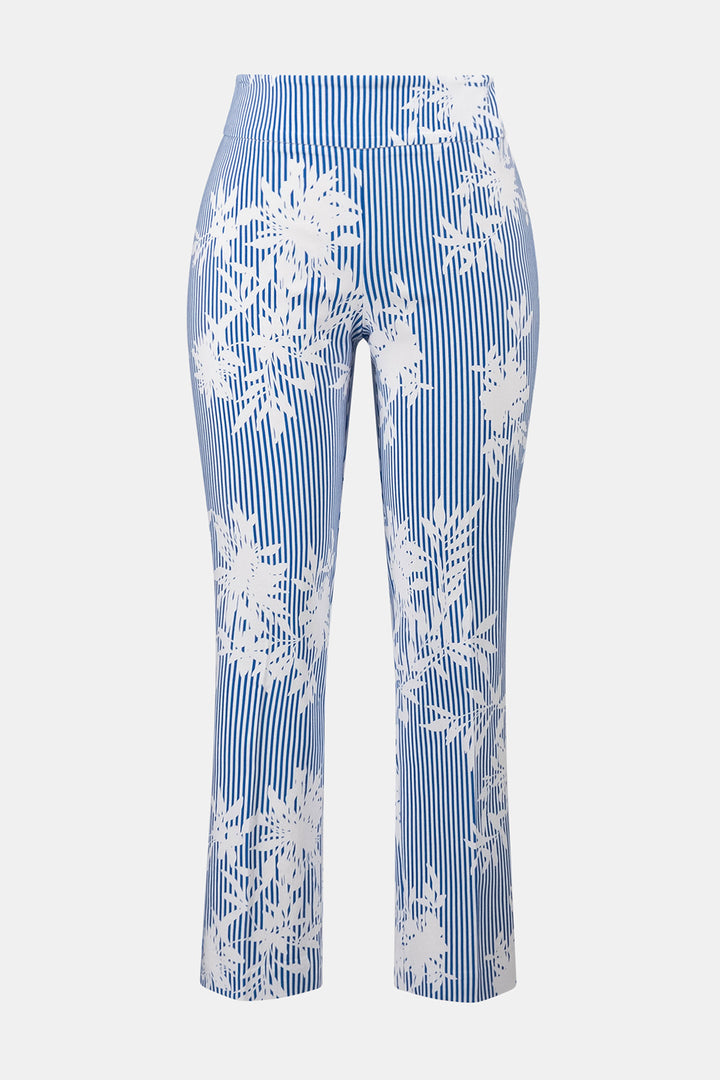 Millennium Vanilla/Blue Printed Straight Pull-On Pants - Joseph Ribkoff