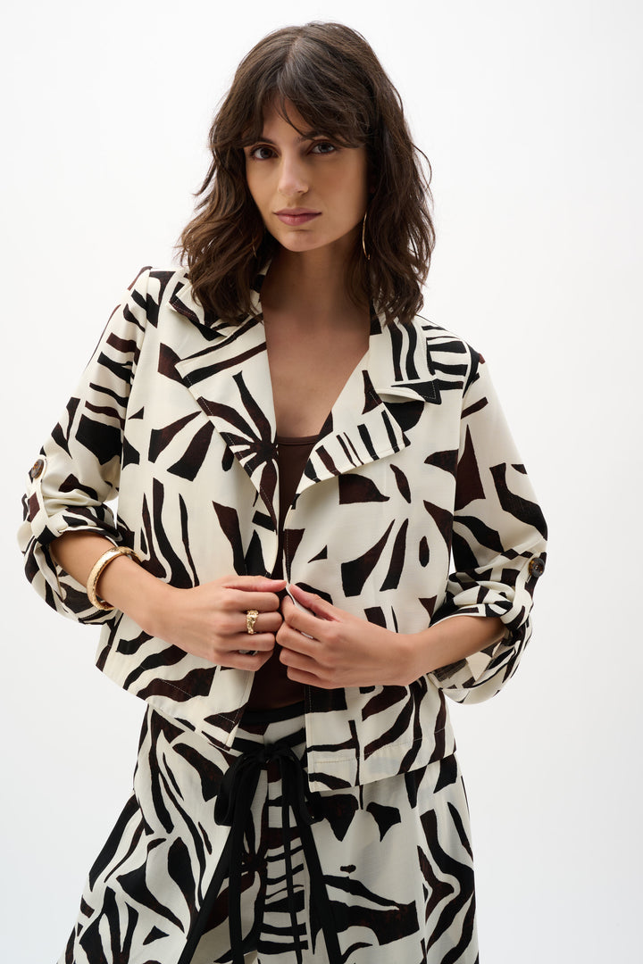 Woven Gauze Tropical Print Boxy Blazer - Joseph Ribkoff