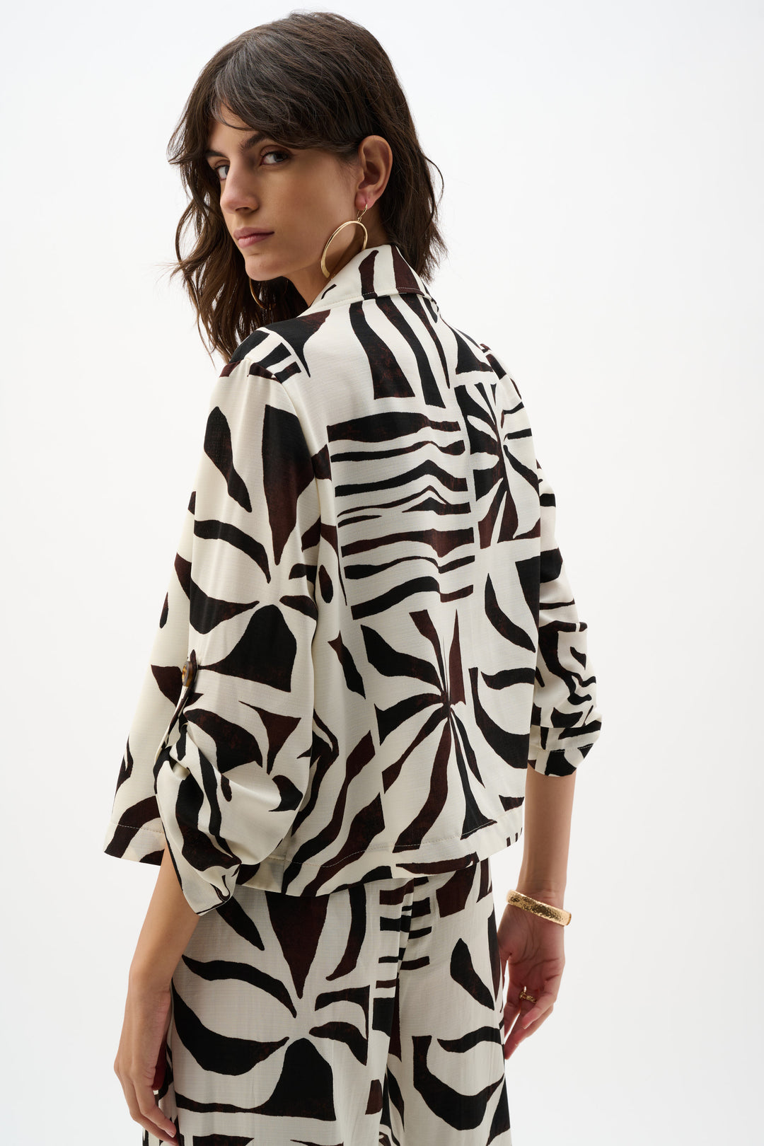 Woven Gauze Tropical Print Boxy Blazer - Joseph Ribkoff