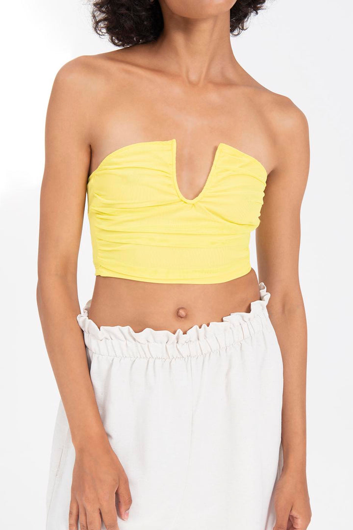 Yellow Strapless Bustier