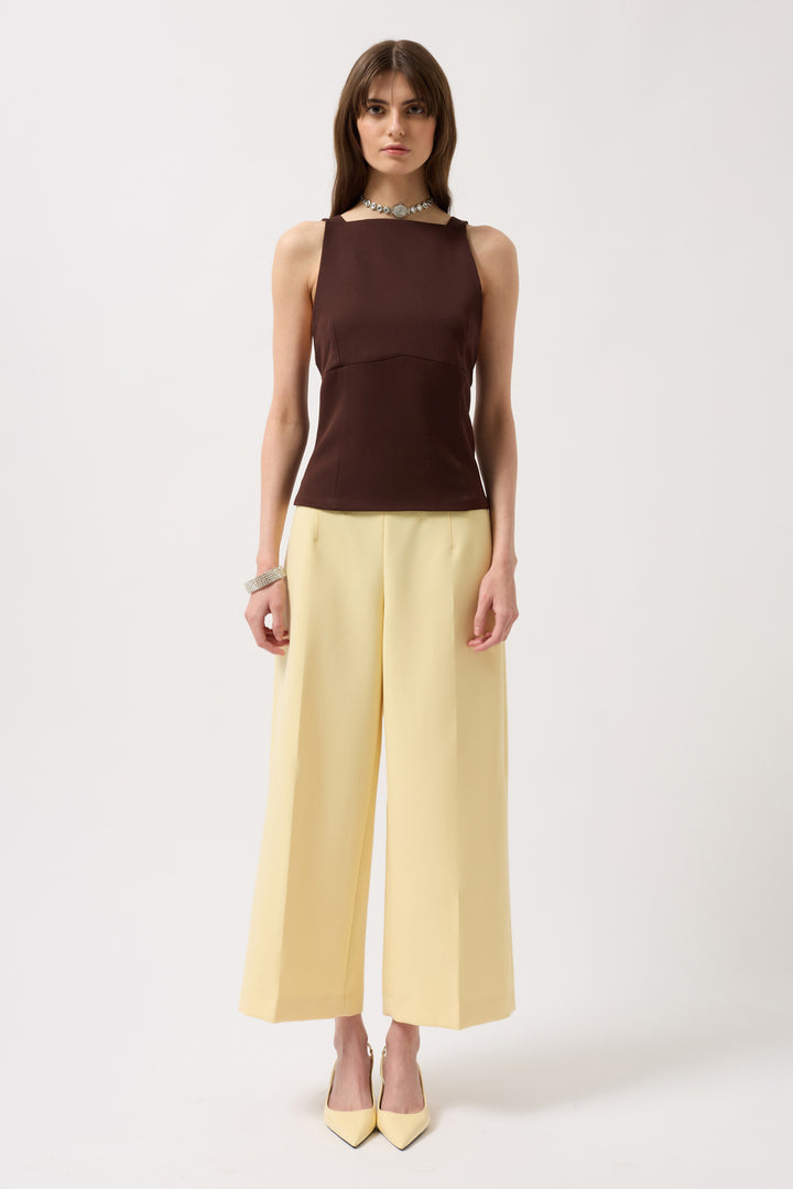 Back Ribbon Detail Blouse - Brown