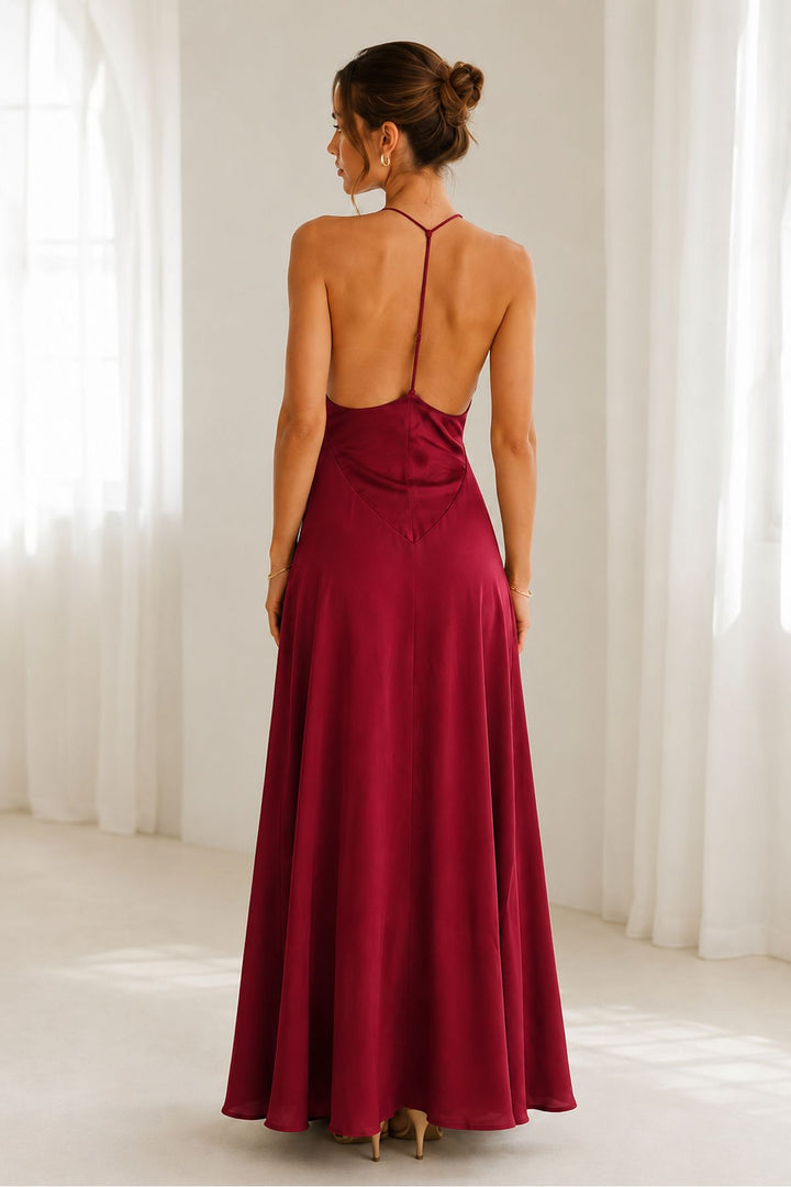 Isabella Halter Maxi Dress — Rosso