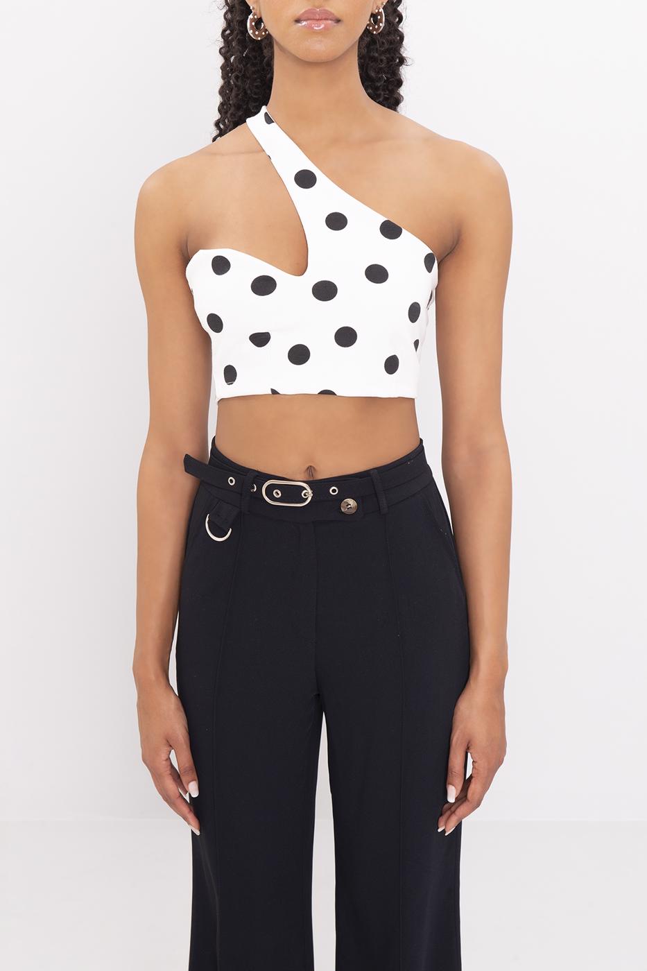 One Shouldered Polka Dot Top