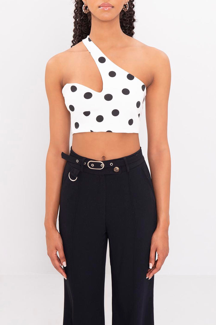 One Shouldered Polka Dot Top