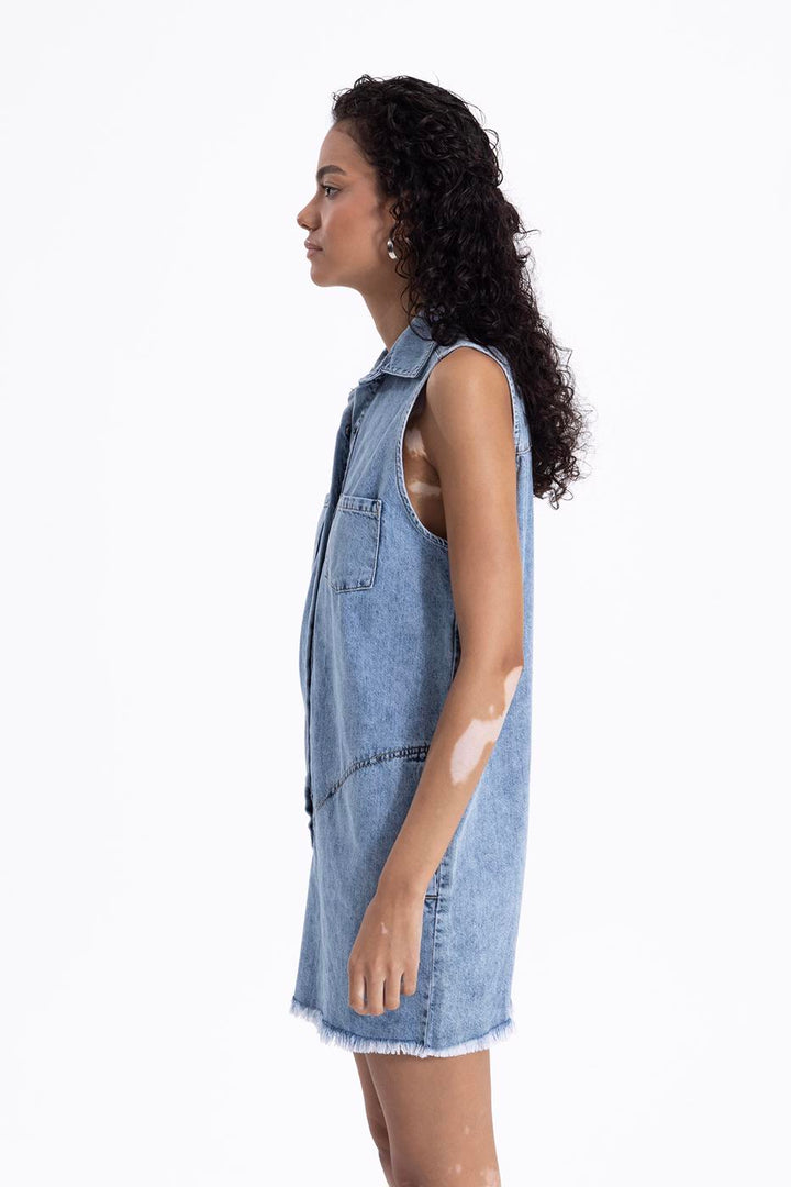 Sleeveless Mini Denim Dress