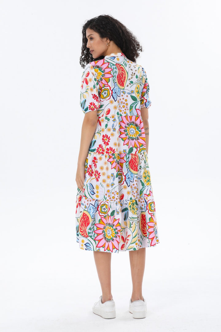 Midi Floral Dress - Mid Sleeves