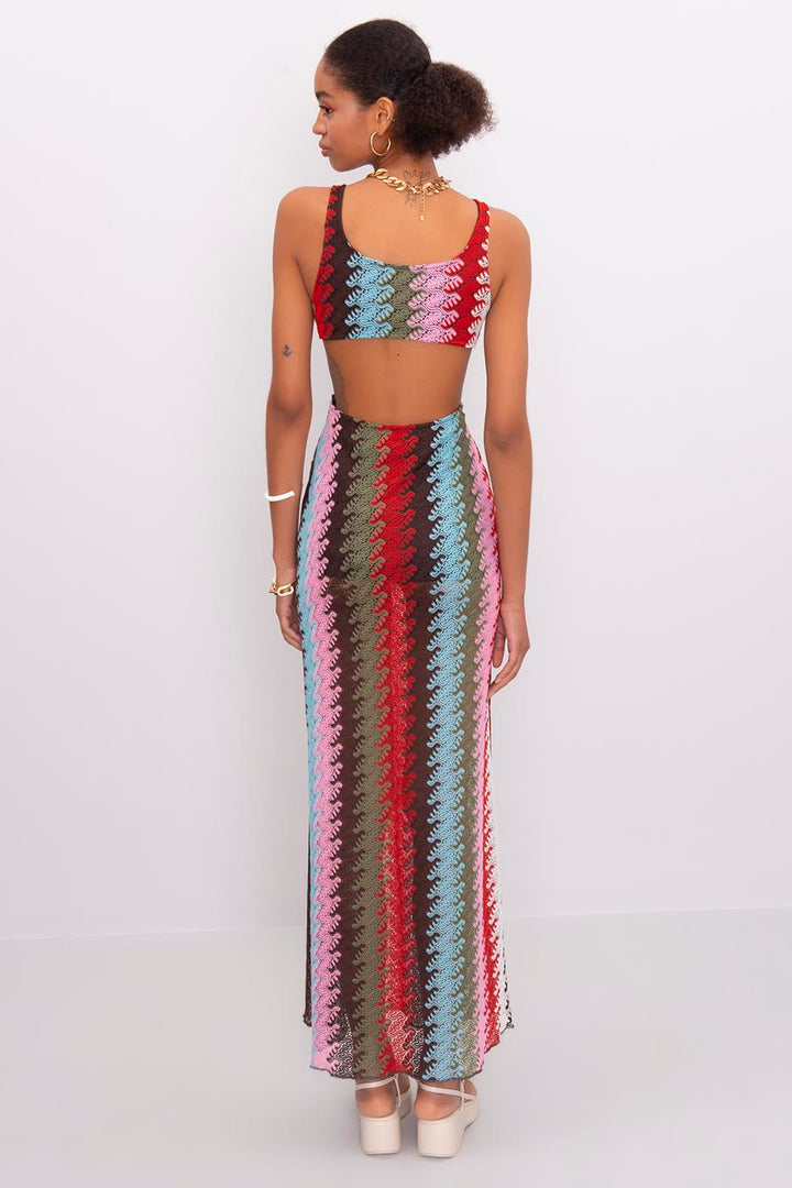 Front Circle Tie Maxi Dress