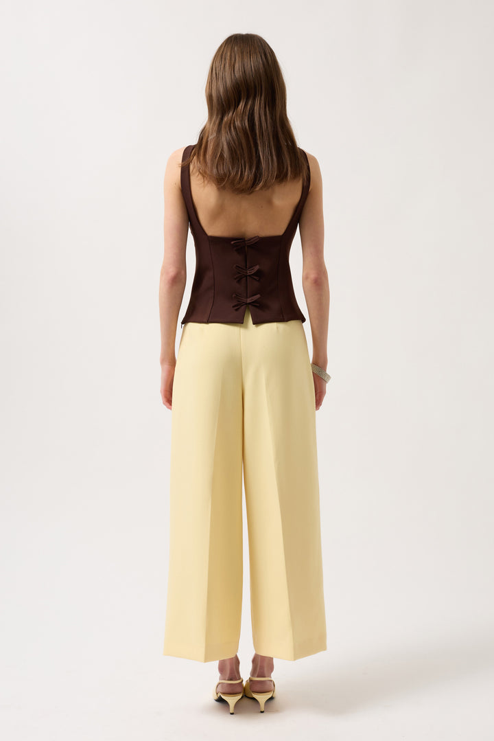 Back Ribbon Detail Blouse - Brown