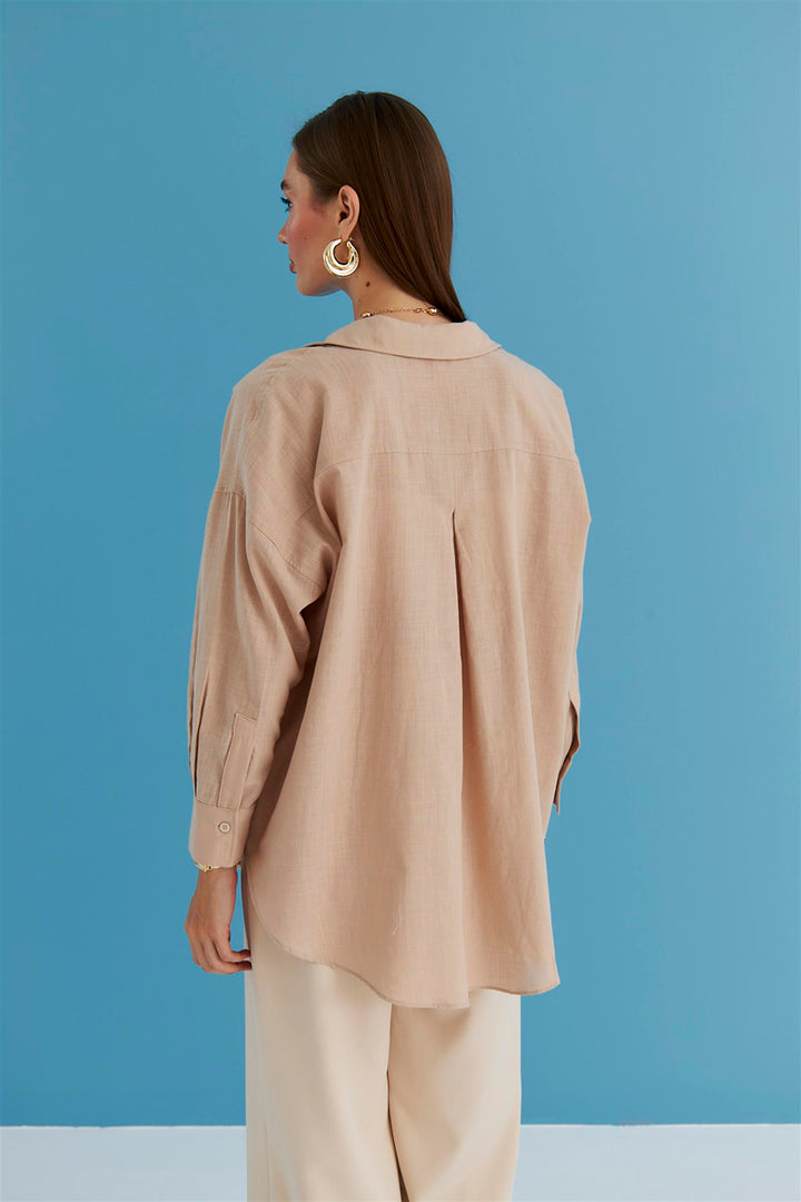 Long Sleeve Linen Shirt - Mink