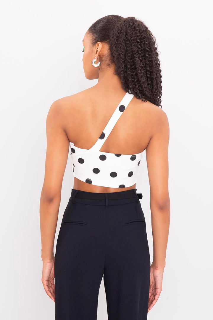 One Shouldered Polka Dot Top