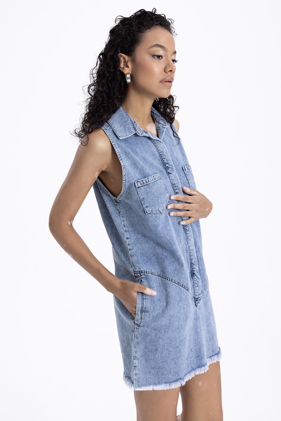 Sleeveless Mini Denim Dress