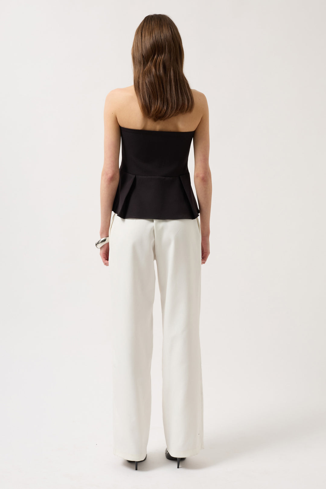 Pleated Strapless Blouse - Black