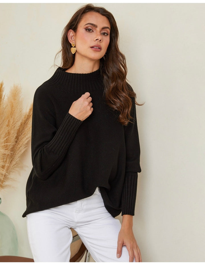 Cashmere Blend High Neck Sweater