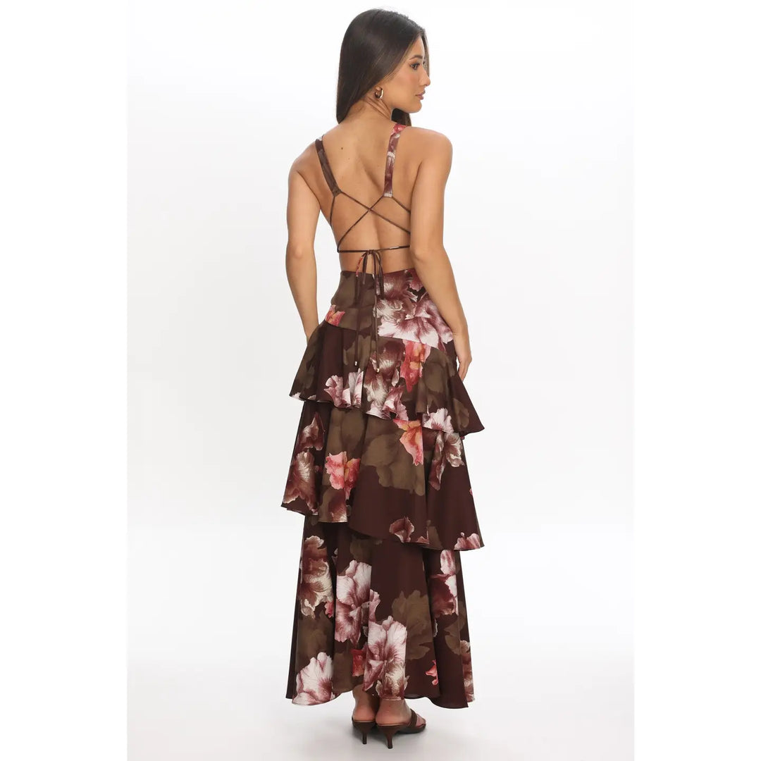 La Sipezia Romantic Floral Tiered Maxi Dress