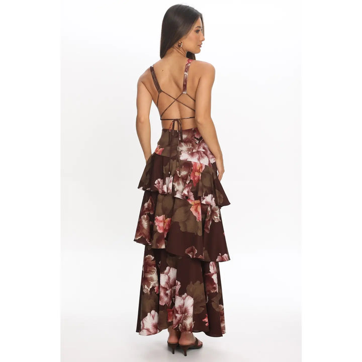 La Sipezia Romantic Floral Tiered Maxi Dress