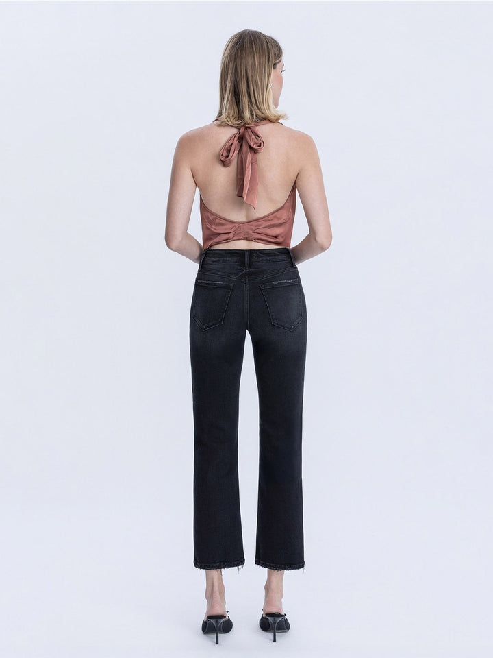 Mid Rise Black Ankle Straight Jeans - Flying Monkey